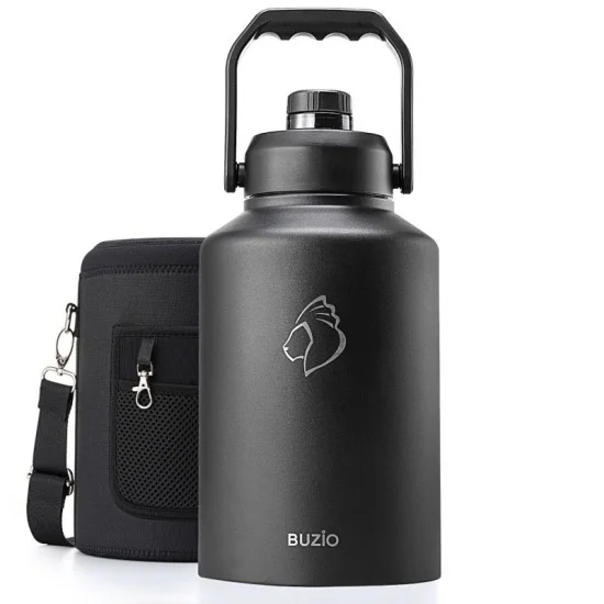 Buzio Rock Series One Gallon Jug with Spout Lid and Sleeve 3.8L - Black